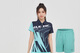 PEIJIKU Korea's new quick-dry badminton suit for women and men's vest tennis table tennis jersey lapel summer sportswear with sleeves 9085 women's green two-fold group pants suit L
