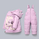 Baby down jacket 8 months old 1-3 years old boys and girls winter thickened short baby two-piece suit children's hood 8807 coffee top + overalls 80 (size is too large, recommended height 75-85cm)