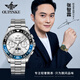Oupinke watch men's fully automatic mechanical tourbillon casual business top ten brands green water ghost series waterproof men's watch Oupinke 3271-steel strip white water ghost default