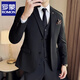 ROMON Groom wedding suit suit men's slim suit three-piece dress business casual British style professional formal wear 9889 medium gray three-piece suit [suit + vest + pants 54/2XL [135-150Jin [Jin equals 0.5 kg] wear]