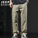 JEEP SPIRIT Jeep American monos para hombre otoño e invierno pantalones casuales rectos sueltos pantalones de pierna ancha de algodón puro para hombre albaricoque XL