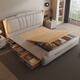 Light luxury leather bed master bedroom queen bed modern simple double bed 1.8 meters storage soft package wedding bed 2 meters leather bed with light high quality leather bed color remarks - delivery to home 1800mm*2000mm frame structure