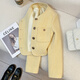 ANGEL MOOD Creamy Yellow Short Small Fragrant Style Suit Jacket Women's 2025 Spring New Design Fashionable Western Spring Style Women's Clothing Creamy Yellow S