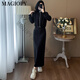 MAGIOPY INTERNATIONAL LUXE LUXE BRANGE HONG KONG KONG SPORTS CASSORATIQUE SETS FEMMES 2025 Veste noire haut de gamme Black Top Black S (100jin [Jin est égal à 0,5 kg]))
