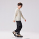
EBAER Merino Wool Children's Sweater and Wool Sweater 2024 Autumn and Winter Boys and Girls Bottom Shirt Almond White 130cm