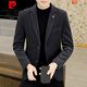 Pierre Cardin fashion men's autumn and winter woolen suits trendy business high-end casual thickened woolen men's small suit jacket black 165/M suitable for 95-105Jin Jin equals 0.5 kg