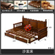 Yachen Home American Solid Wood Sofa Bed Peach Blossom Wood Dual-purpose Telescopic Push Pull Bed Multi-function Storage Arhat Bed Sofa Bed [Retro Walnut Color]