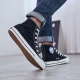 Pull back high top canvas shoes versatile casual shoes breathable rubber sole shoes men's shoes students WXY473 black 43