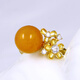 Mingpo Shijia beeswax ring S925 silver gold-plated inlaid with old wax new wax women's ring round bead petal ring adjustable style 2 old wax