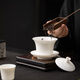 SUSHI CERAMICS Hovering Horseshoe Sancai Covered Bowl Mutton Fat Jade Gold Dehua White Porcelain Kung Fu Tea Set J1038