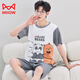 Cat Man (MiiOW) Pure Cotton Men's Pajamas Teen Loose Large Size Home Clothing Set Summer Short Sleeve Cartoon Summer Men's Short Sleeve Shorts-Q1396 Light Green Novel White XL Standard Men [130-145Jin [Jin equals 0.5 kg]]