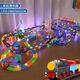 Qiyou Toys Tray para el tren para niños Toyos Ferrocarriles de alta velocidad Railway de alta velocidad Harmonía Electric Educational Boys Boys Birthday Time Town Town Bridge Transportation + [Gift Street Light Gift Storage Versión de carga + 1 tren + 2 autos + 1 automóvil