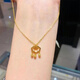 GOR Fat Donglai's same style Xiangyun pendant 18K gold lock necklace women's silver plated yellow l gold plated bell safety lock tassel Ruyi Xiangyun lock/necklace-XL-764