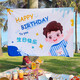 元族2岁生日布置男孩儿童男女宝宝2周岁1345背景墙挂布海报装饰 三只恐龙海报