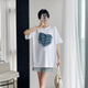 
Baintan straight hair pregnancy summer suit women's two-piece set top shorts maternity suit summer large size pregnancy shorts 13556-milk tea color L