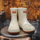 Feiyuega Mode Regenstiefel für Frauen im Freien im Freien mittelschwerem Regenstiefel Wasserschuhe nicht rutschfeiner Küchenautos Waschanwaschanlage Weiche Sohle Gummischuhe weiß braun 37