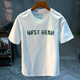 Beihai 2 carriles impreso camiseta de manga corta verano 2025 nuevo versátil y cómodo camiseta media manga diseño redondo de cuello redondo blanco [JSW9902#] L Adecuado para 100-110Jin [Jin equivale a 0.5 kg]