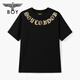 BOY LONDON春男女同款短袖仿烫金环形印花老鹰潮牌T恤N01903 黑色 L