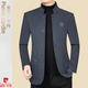 皮尔卡丹（pierre cardin）新款中年男士立领羊毛呢夹克外套加绒加厚商务休闲男装针织 卡其色 180 (131-145斤)