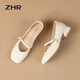 ZHR Single -Schuhe für Frauen mit flachen Munddicke dicke Absätze Mary Zhen Frauenschuhe Temperament Vielseitige Schuhe für Frauen CG71 Beige (klassisch) 36
