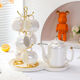 Cool season light luxury high-end housewarming ceramic water set tea cup household tea set Nordic living room teapot cup water cup complete set pearl high-end white 6 cups