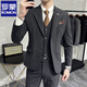 ROMON high-end commuter large size suit men's business casual suit Korean version slim suit wedding groom three-piece suit dark gray suit + trousers 2XL 135-145Jin Jin equals 0.5 kg