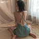 Hot cat sex underwear sexy pajamas suspender skirt lace large size nightgown seductive uniform thong suit XR1504 blue