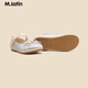 M.Latin/Same style in shopping malls, Maratin children's shoes, children's shoes, spring new style, girls' bow princess leather shoes, silver size 30