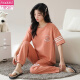 Pantalones de pijamas de pijamas de manga corta de las mujeres modales Summer Pure Algody Home Cothing El algodón puro se puede usar afuera en la primavera de verano Otoño Autumn Summer Y9717 M (recomendado 75-95Jin [Jin es igual a 0,5 kg])
