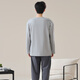 Langsha men's pajamas men's pure cotton 7A antibacterial and mite removal spring and autumn long-sleeved round neck suit can be worn outside simple home clothes