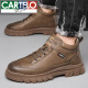 CARTELO high-end Martin boots men's winter high-top cotton leather shoes men's shoes British work leather cotton shoes men's short boots black height-enhancing shoes 2679 39