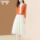 Mingsi Fashion Temperature Set Skirt Spring and Autumn 2024 New Knitted Sweater Mesh Skirt Slimming Two-piece Set 16752 Black S