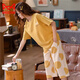 Cat Man (MiiOW) pure cotton pajamas for women in 2025 new summer short-sleeved cropped pants thin casual outdoor wear suit 7 points: 677 colored duck women XXXL
