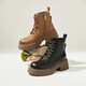 BESTOU WINTER-Einkaufszentrum Neue Schaffellstiefel dick-locked funktionierende braune Martin Boots Frauen schrubben kurze Stiefel UKG01DD4 TEEPS Kaffee UKG01DD4 40