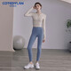 Cote du Lan brand yoga suit women's long-sleeved autumn and winter new fitness sportswear suit with chest pad Pilates training suit milky white top + dark gray high-waisted tights S