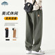 Dingfengbaoluo casual trousers pure cotton loose straight pants autumn wide-leg workwear pants men HM9901 military green L