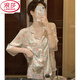 LangSha French pastoral floral ice. Thin silk short sleeve shorts suit pajamas for women summer high-end silk. Silk home clothes. Color #YX-9201 L [99-115]Jin[Jin equals 0.5 kg]