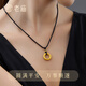 Lao Temple Gold Pendant Pure Gold Gold Hoop Ruyi Ping An Buckle Pendant Men's and Women's Necklaces as Birthday Gifts for Girlfriends and Wife Ping An Buckle Gold Beads Approximately 0.8g + Gift Box