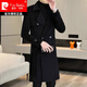 皮尔卡丹（pierre cardin）毛呢大衣男中长款帅气腰带修身羊绒呢子外套羊毛双面呢子风衣针织 咖啡色 170/M【建议90-110斤】