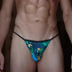 HOM French men's thong underwear ice silky breathable briefs sexy U convex cool hip-covering T-pants authentic dark blue print XL