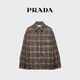 PRADA/Prada gift women's patch pocket plaid wool twill jacket tobacco color 36
