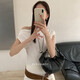 
Yimuqi Feino FINOA Korean simple sense commuter one-shoulder drawstring design diagonal collar top 12357 black S
