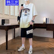 Han 3-jähriger 14-jähriger 14-jähriger Junior High School Boy kurzärmeliges T-Shirt 13-17-jährige Teenager-Sommeranzug 15 große Kinder halbärmelige Top White 6169 (Cartoon Top) 3xl Höhe 1,75-1,90] Meter 160-190 Jin [Jin gleich 0,5 kg]