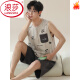 Langsha Herren -Pyjamas Sommer -Baumwollweste Shorts Set 2025 Neues lässiges runde Hals Ärmel und Heimkleidung OM13063# L