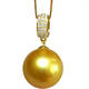Fat Donglai same style South Sea gold bead pendant gold shell bead pearl necklace 15-16mm 18k gold plated diamond perfect round gold bead pendant 15-16mm