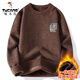 Woodpecker (TUCANO) sweater for men's new autumn and winter integrated velvet sweater for men's plus velvet thickened warm base shirt top for men 829~white XL ~115-135Jin [Jin equals 0.5 kg]