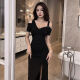 Tongcha Qingxiu tight sexy knitted wool dress nightclub women's bar new long skirt slimming hip-hugging temperament red S