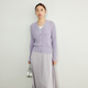 ROMON sweater for women spring and autumn wool wear micro-transparent hollow V-neck jacket for women 2025 new small temperament sweater cream rice L