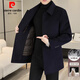Pierre Cardin wool double-sided woolen coat men's mid-length lapel top men's autumn and winter thickened goose down lining coat double-sided woolen 2316 black mid-length (with goose down M (95-115Jin Jin equals 0.5kg)