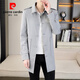 Pierre Cardin mid-length windbreaker for men 2026 spring and autumn Korean version slim trendy lapel thin coat youth handsome autumn wear black XL